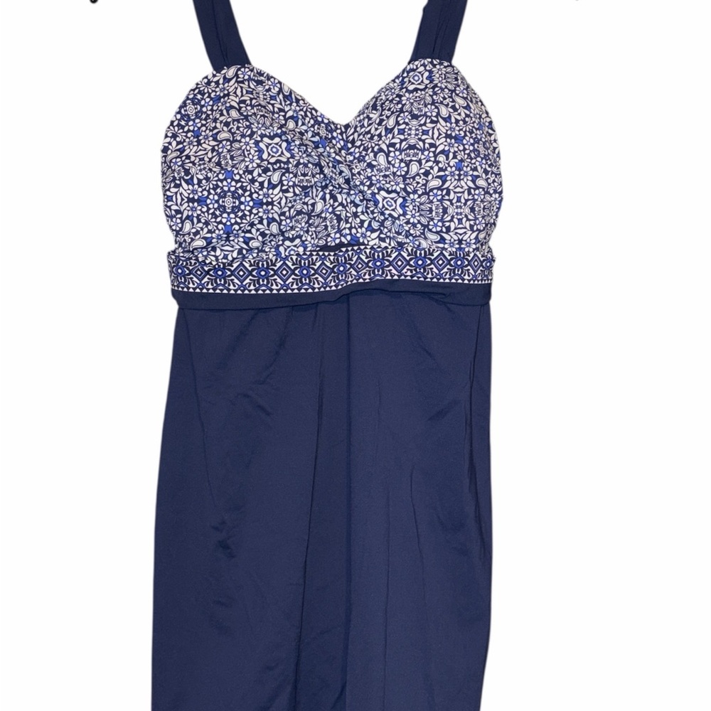 Lands' End Women's Navy and White Swimsuit Set Size 4 - Picture 2 of 9